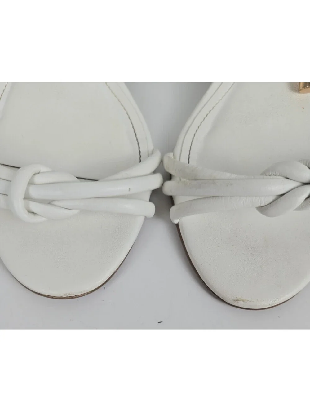 Arezzo White Camila Block Heel Leather Ankle Strap Sandal Size 8US Brazil